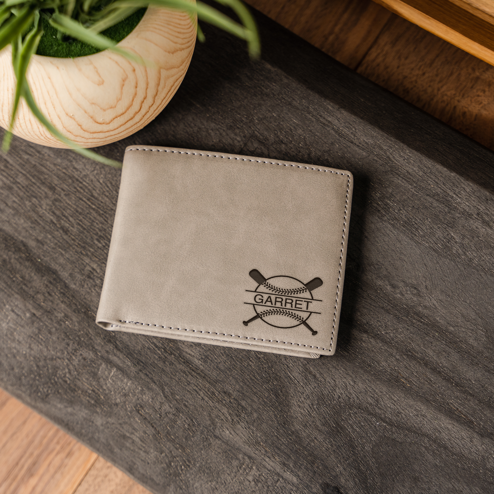 Baseball Monogram Classic Leather Bifold Wallet