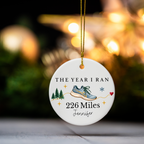 Personalized Running Miles Christmas Ornament, Custom Runner Mileage Ornament, The Year I Ran Keepsake, Running Achievement Gift, Marathon Runner Gift