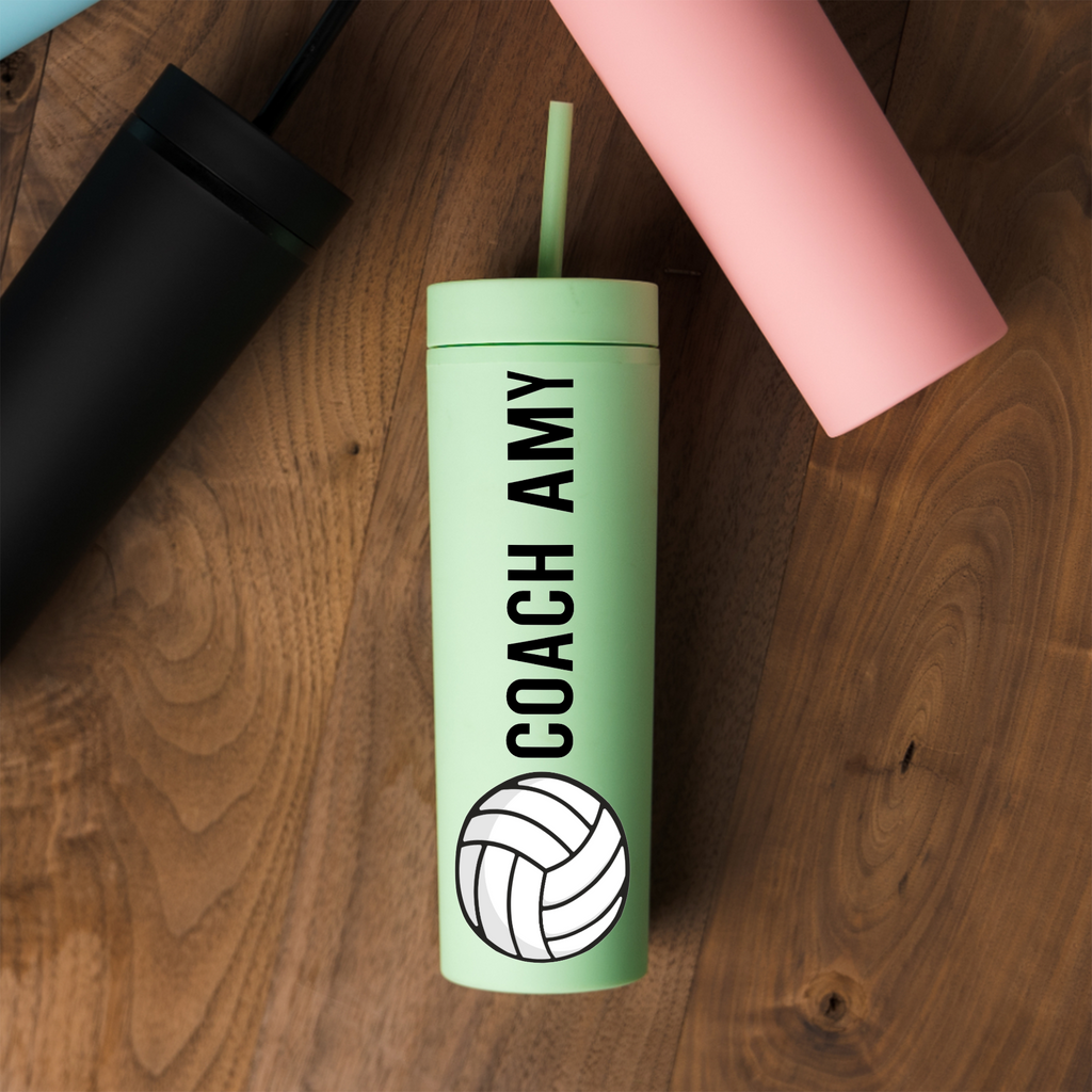 Personalized Volleyball Coach Tumbler, Custom Coach Name Cup, Volleyball Coach Gift, Team Coach Appreciation Gift, Sports Tumbler