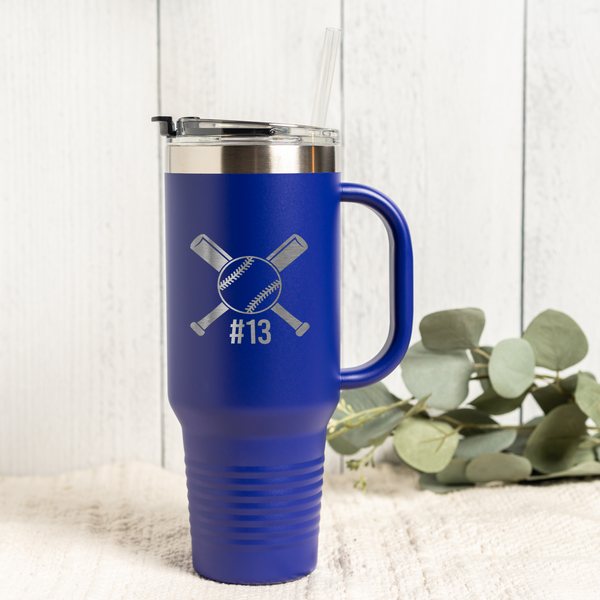 40oz Tumbler with Personalized Baseball Design