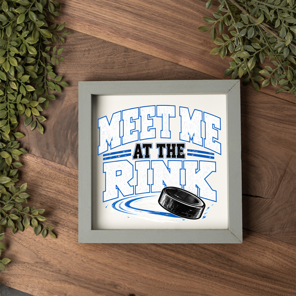 Meet Me at the Rink Sign, Hockey Wall Decor, Hockey Player Gift, Ice Hockey Room Decor, Hockey Mom Gift, Sports Bedroom Wall Art