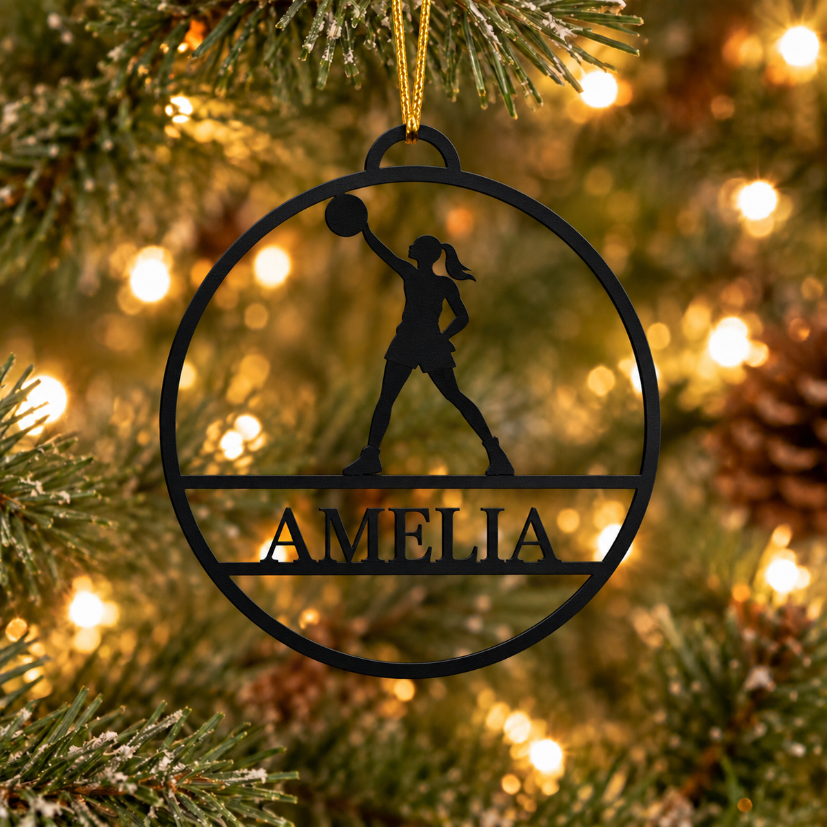 Personalized Girls Basketball Christmas Metal Ornament