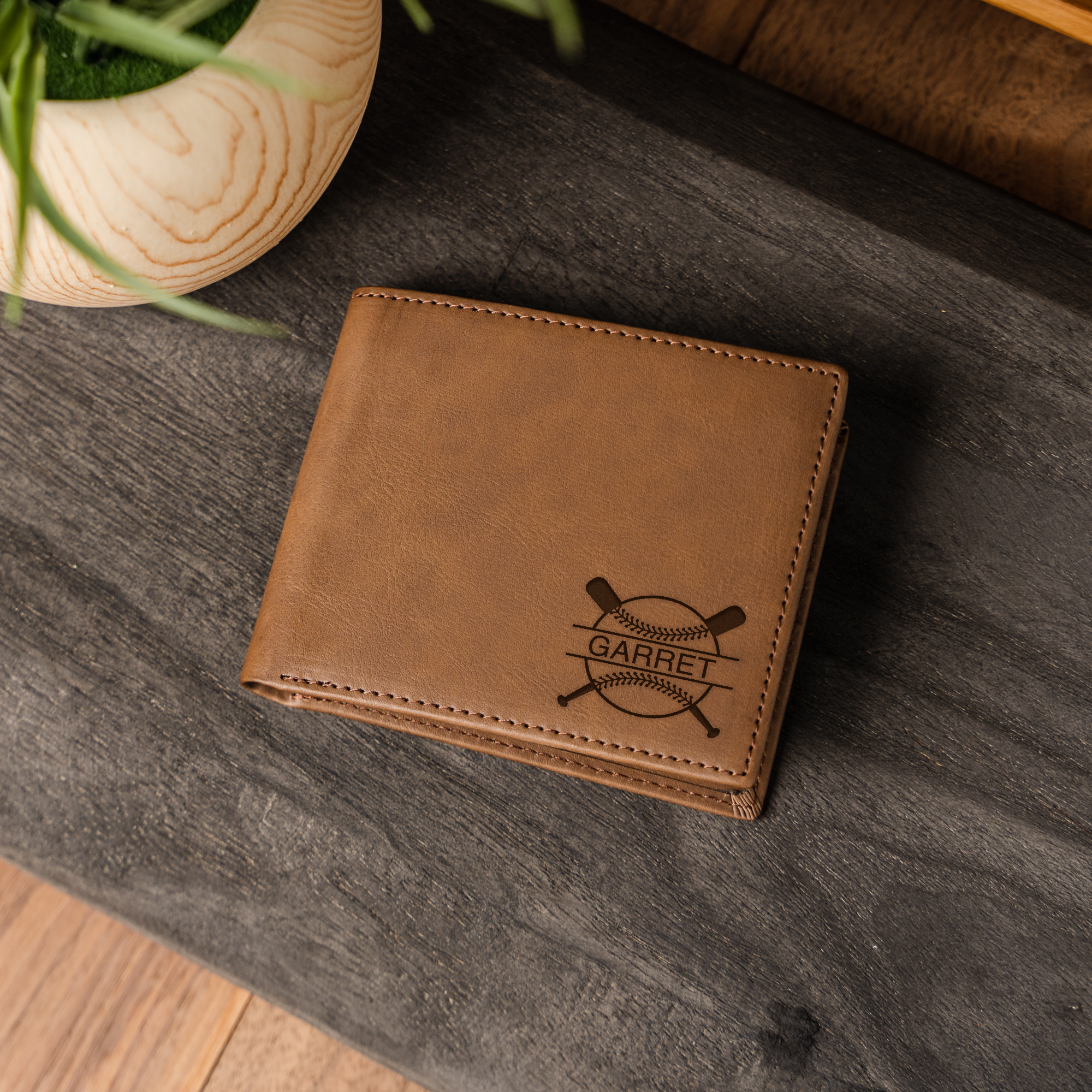 Baseball Monogram Classic Leather Bifold Wallet