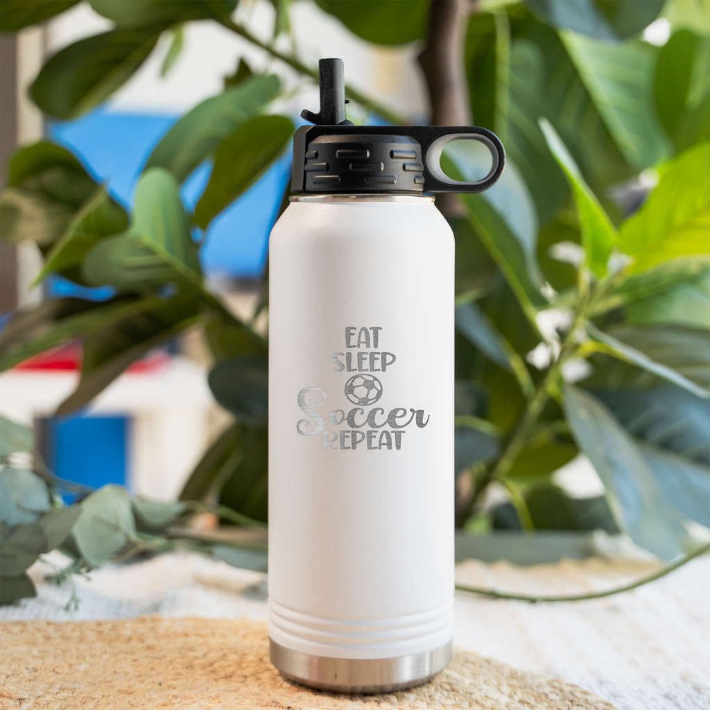 32oz Eat Sleep Soccer Repeat Insulated Water Bottle
