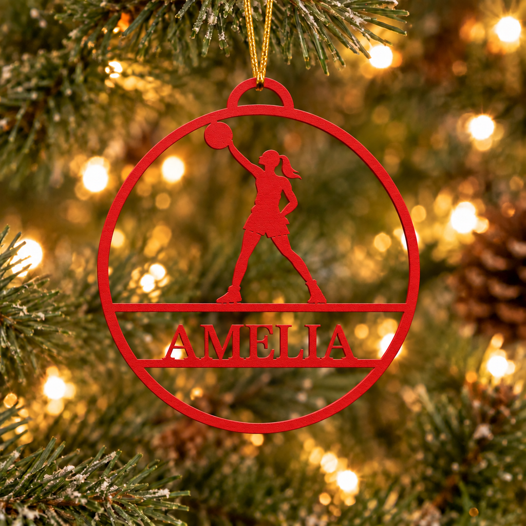 Personalized Girls Basketball Christmas Metal Ornament