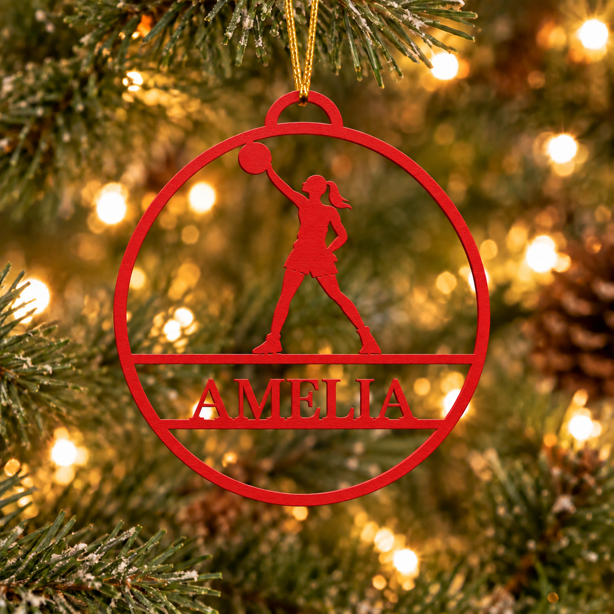 Personalized Girls Basketball Christmas Metal Ornament
