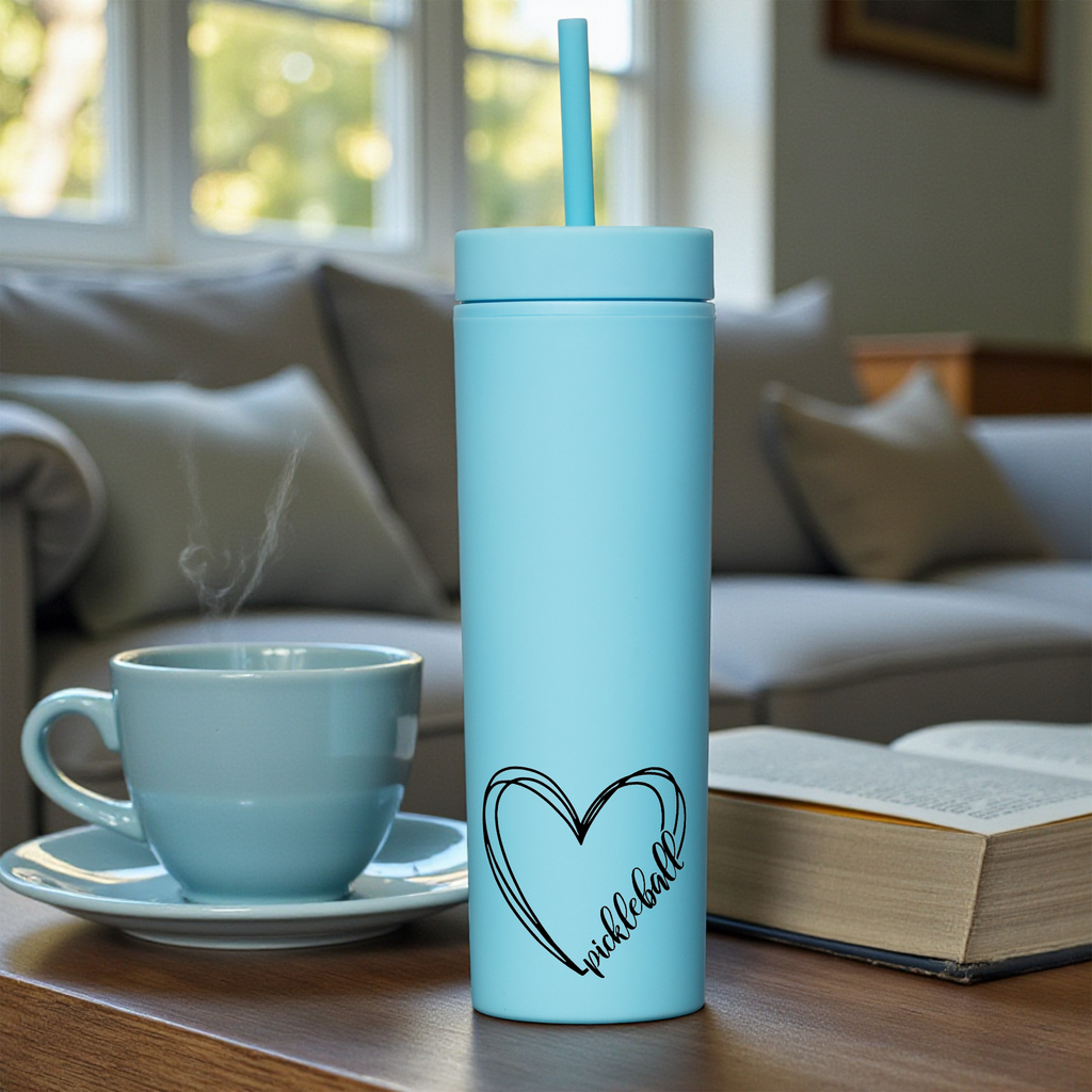 Minimalist Pickleball Travel Cup with Straw