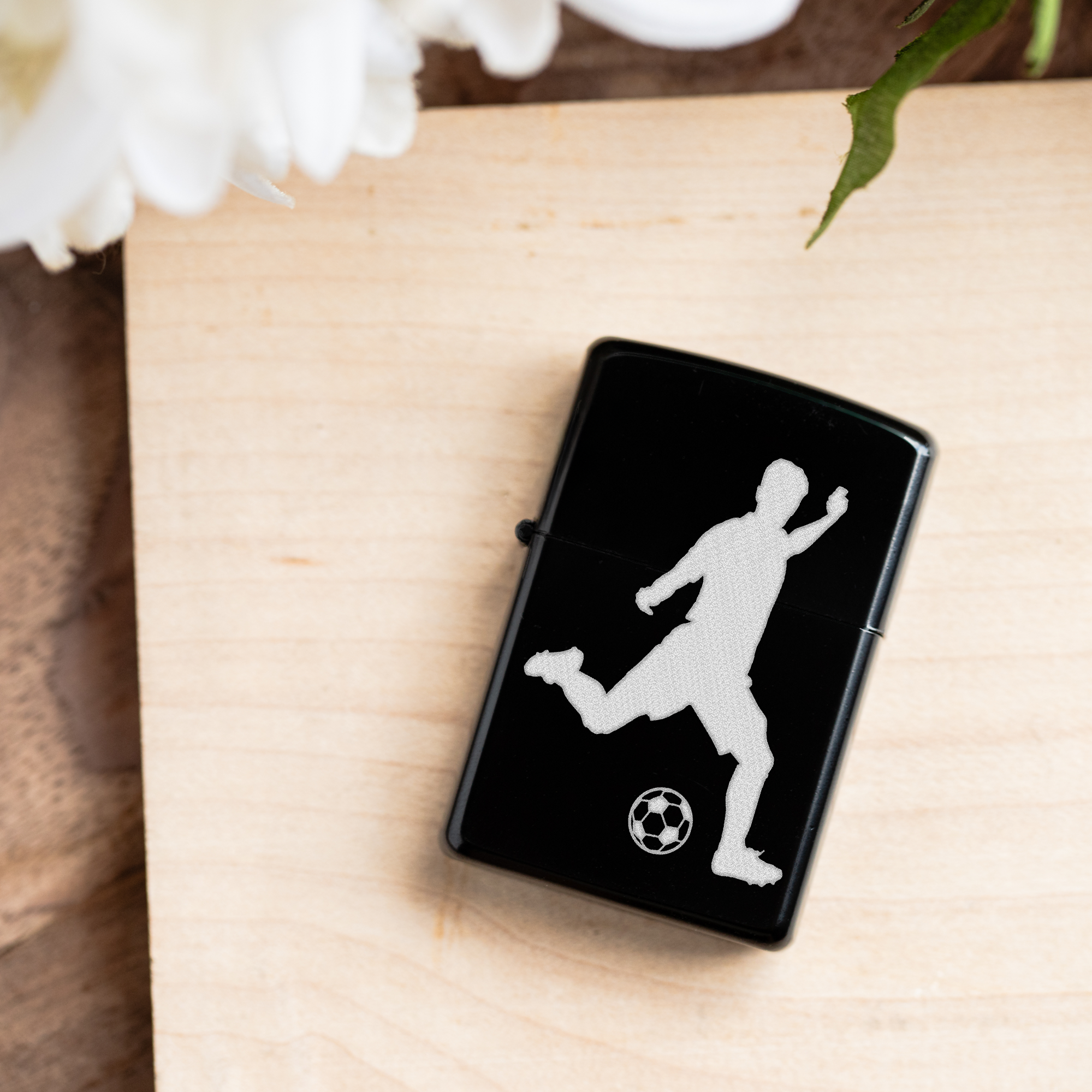 Engraved Soccer Player Lighter
