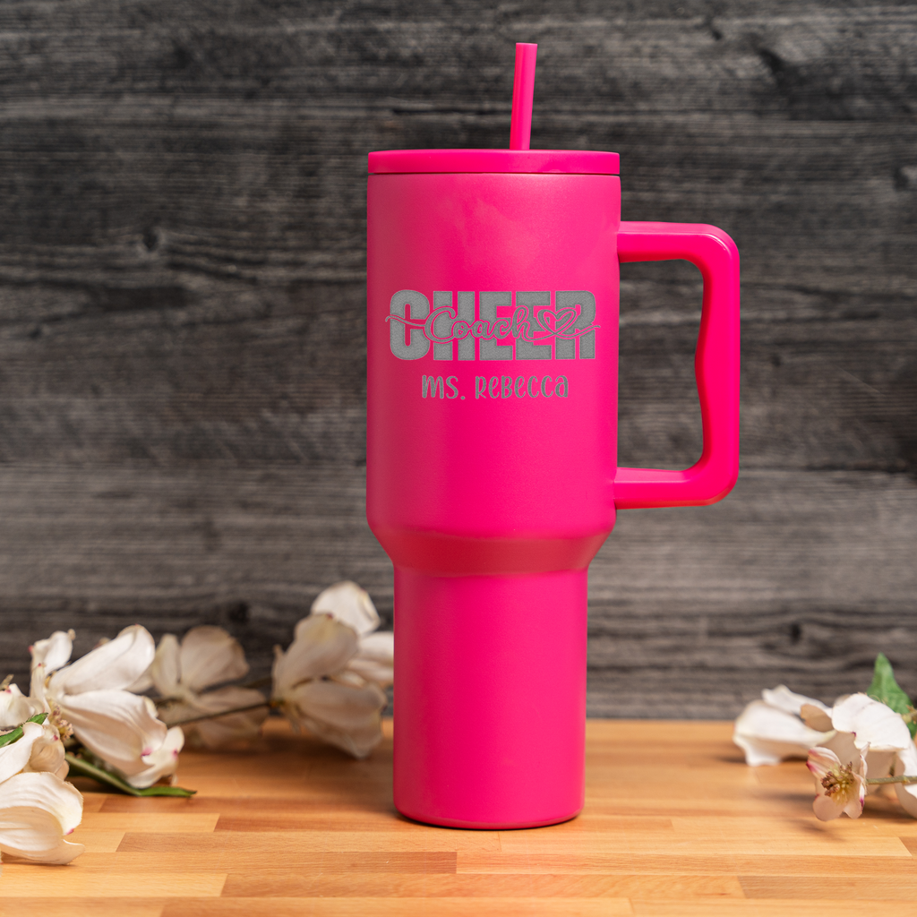Personalized Cheer Coach 40oz Insulated Tumbler with Handle