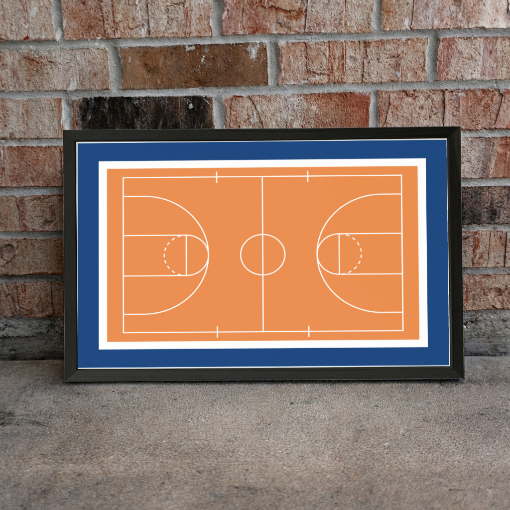 Basketball Court Wall Art, Basketball Room Decor, Sports Bedroom Sign, Boys Basketball Decor, Framed Basketball Court Art