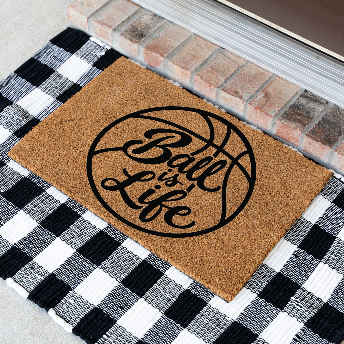 Basketball Ball Is Life Doormat, Basketball Welcome Mat, Sports Lover Gift, Basketball Player Decor, Game Day Porch Mat, Sports Family Door 