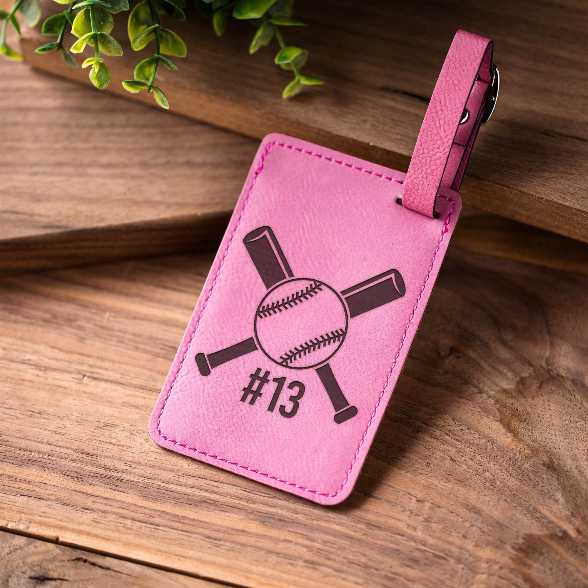 Personalized Leather Luggage Tag, Baseball Design, Custom Travel Accessory, Unique Gift Idea