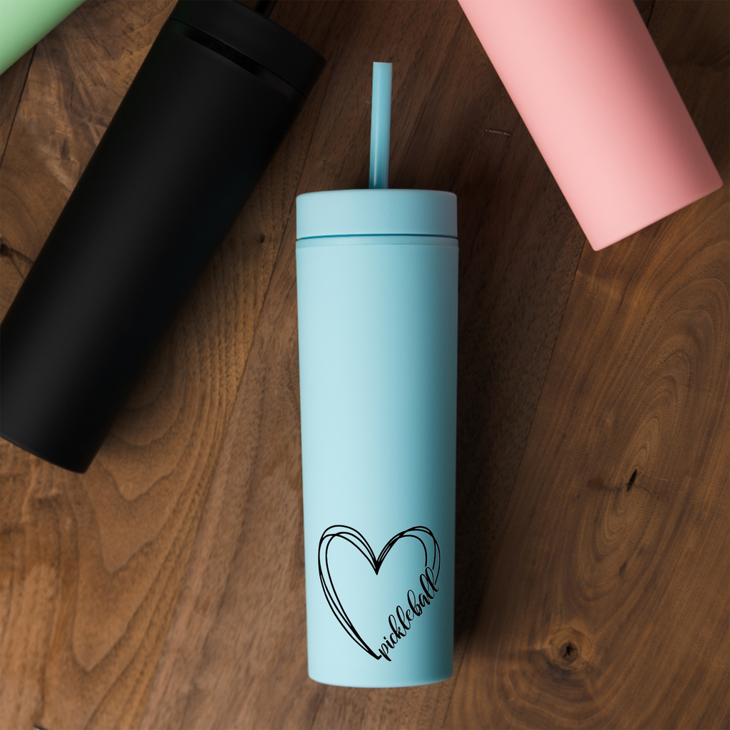 Minimalist Pickleball Travel Cup with Straw