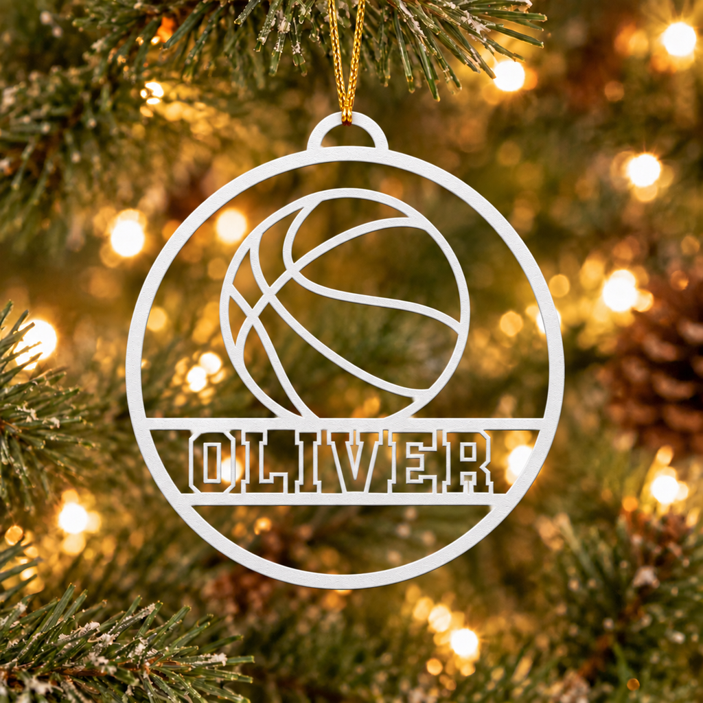 Personalize Basketball Christmas Metal Ornament
