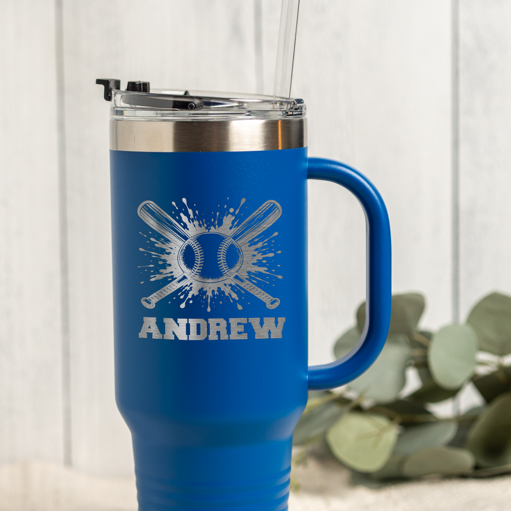 Personalized Baseball Tumbler 40oz, Custom Sports Gift, Insulated Drinkware