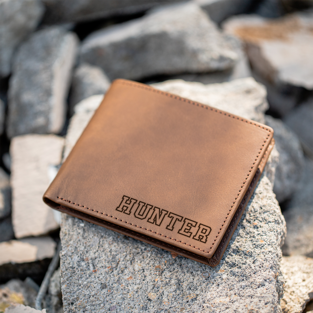 Sports Font Premium Leather Bifold Wallet