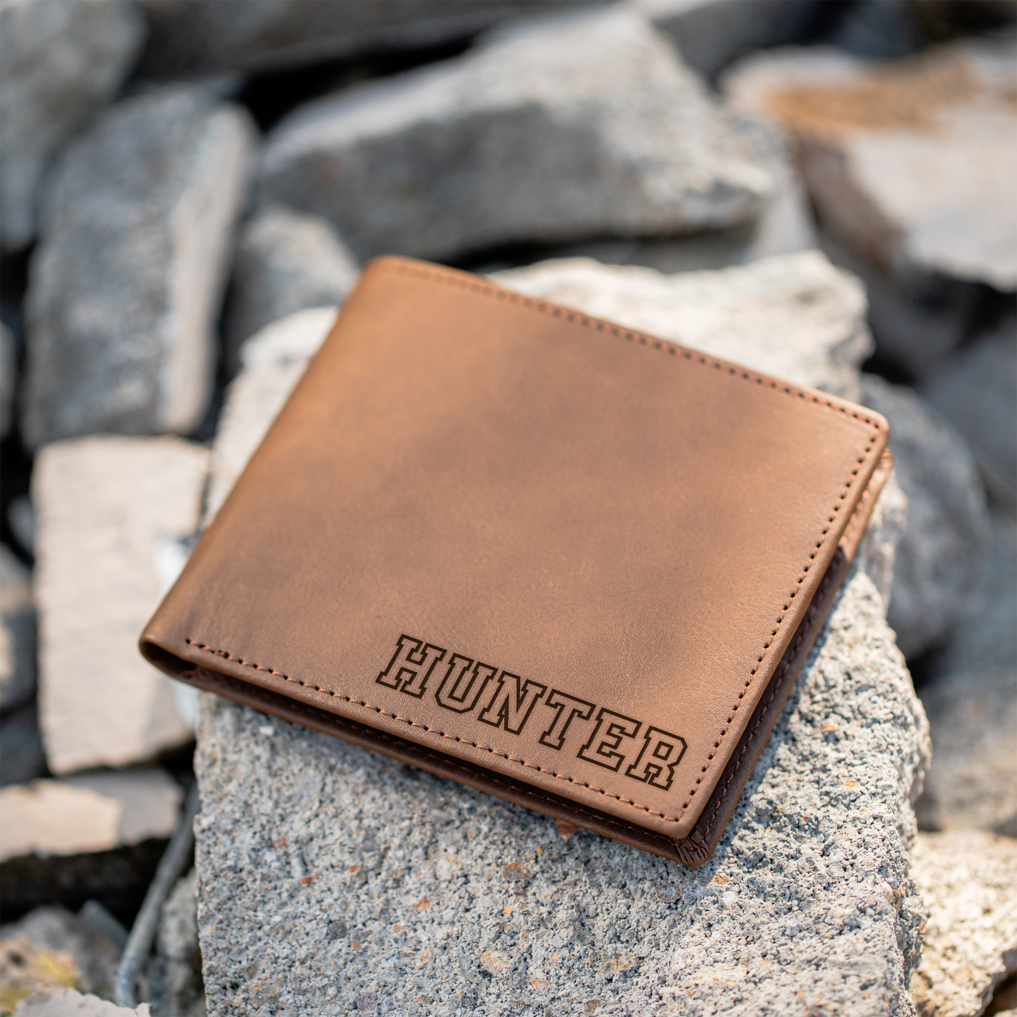 Sports Font Premium Leather Bifold Wallet