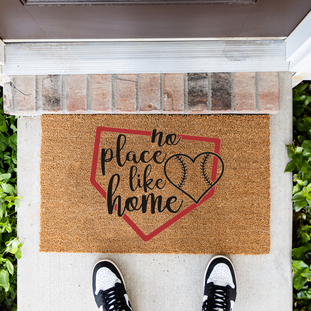 No Place Like Home Baseball Doormat