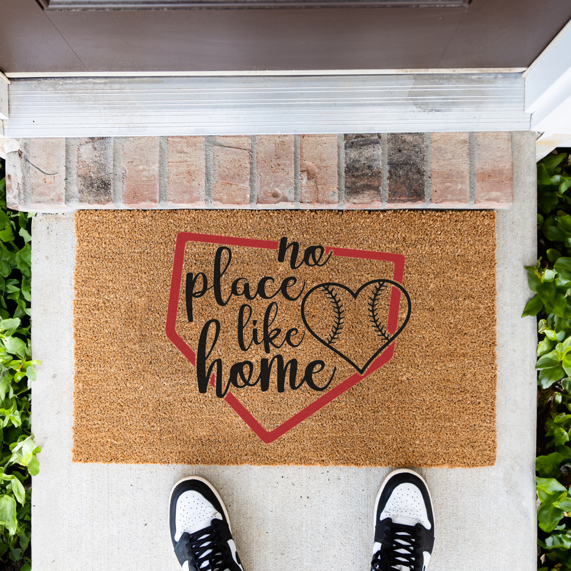 No Place Like Home Baseball Doormat