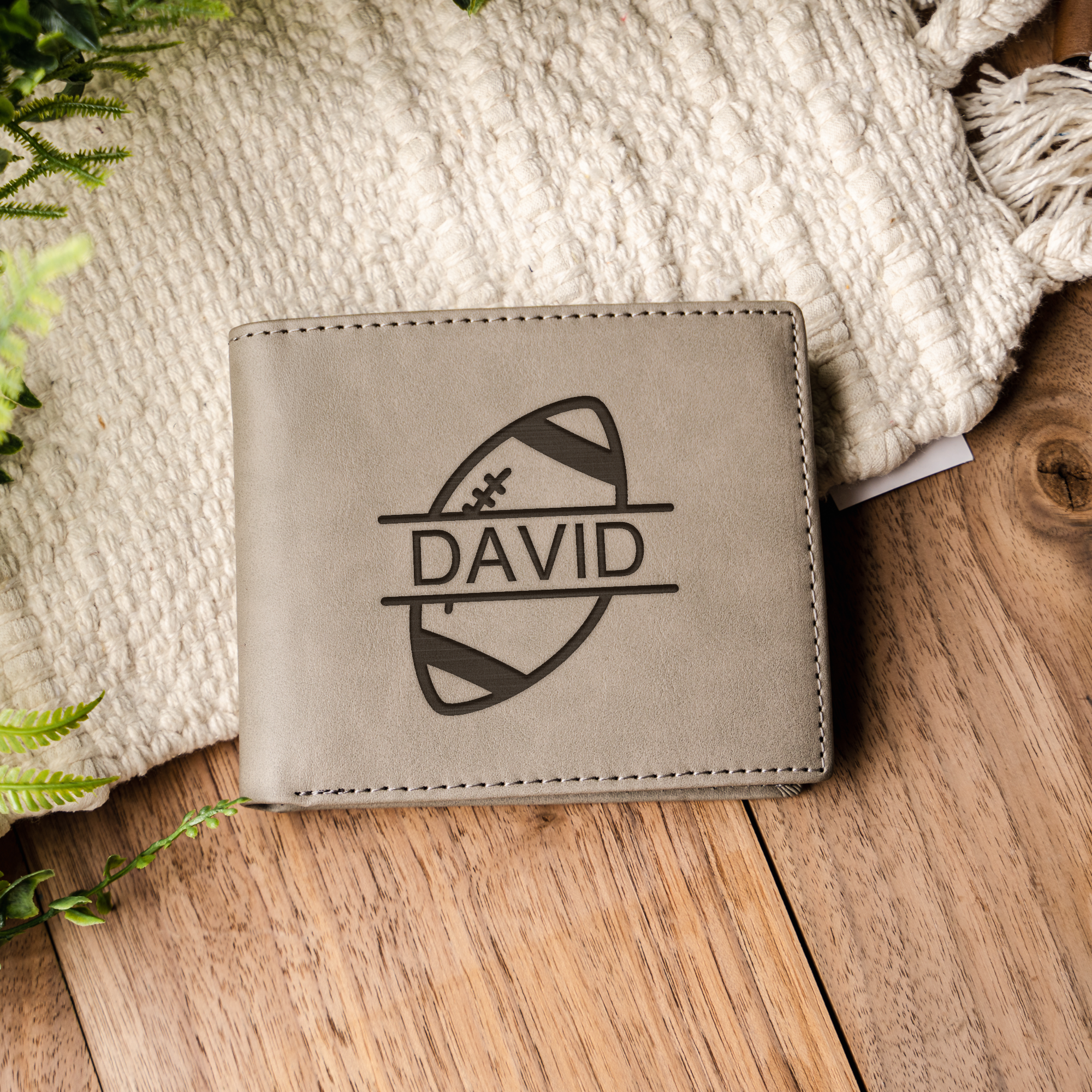 Football Monogram Premium Leather Bifold Wallet