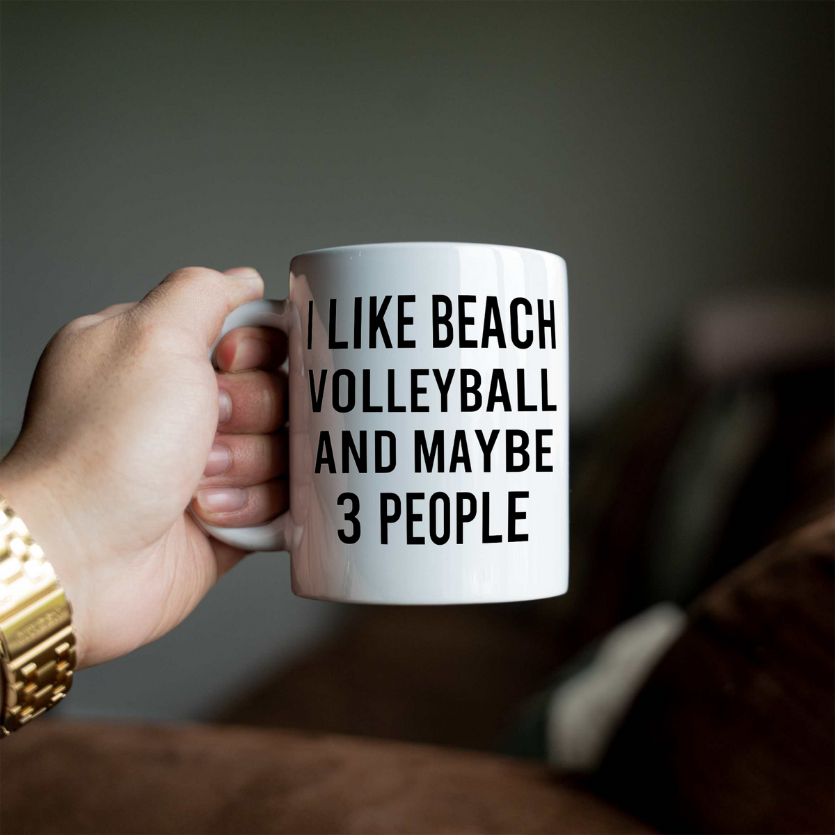 Funny Beach Volleyball Mug, I Like Beach Volleyball and Maybe 3 People Coffee Cup, Volleyball Player Gift, Team Gift
