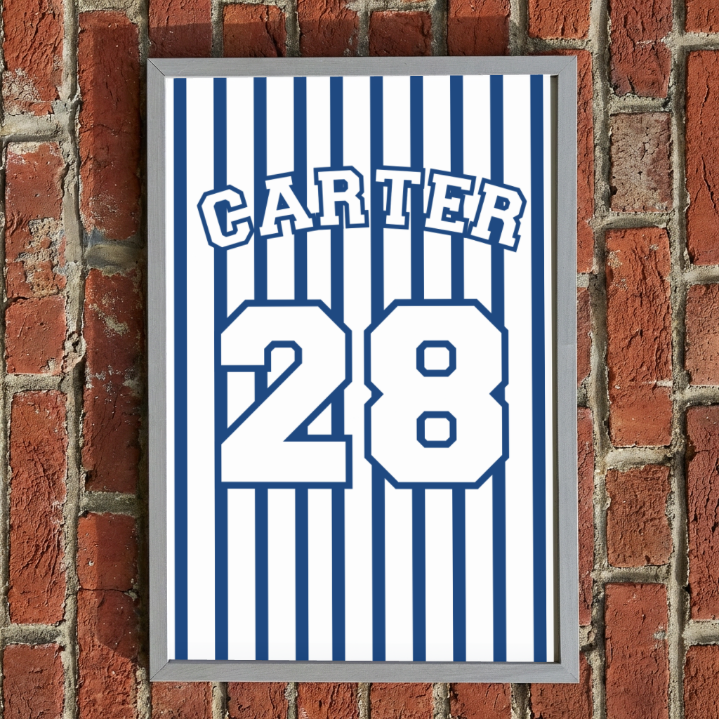 Personalized Jersey Wall Art, Custom Name Number Framed Sign, Sports Bedroom Decor, Athlete Gift, Boys Room Wall Decor, Team Decor