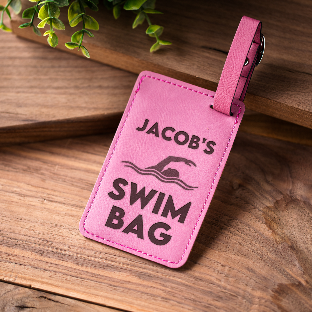 Personalized Swim Bag Tag, Custom Swimmer Name Luggage Tag, Swim Team Gift, Kids Swim Bag Tag, Swimming Gift