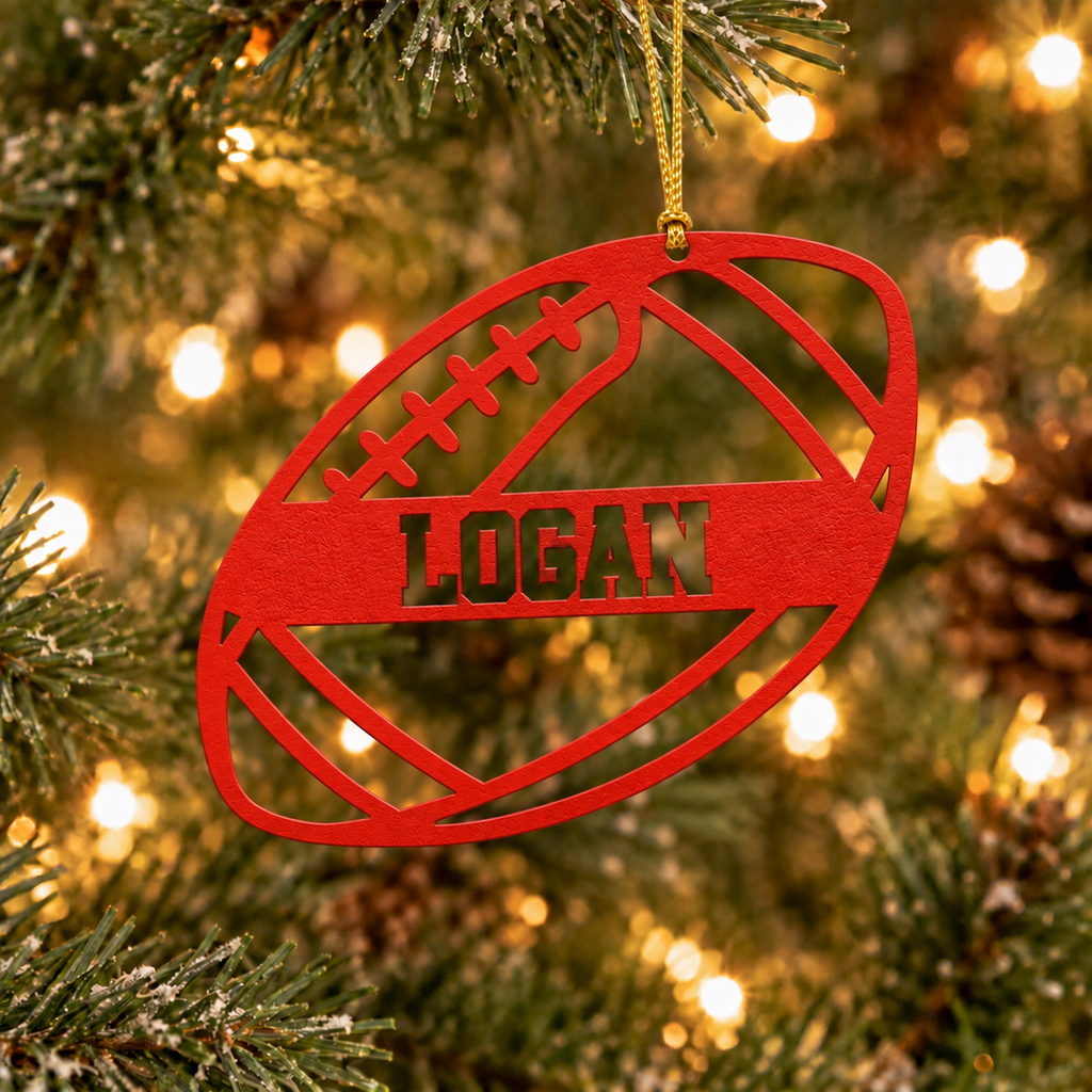 Football Christmas Metal Ornament