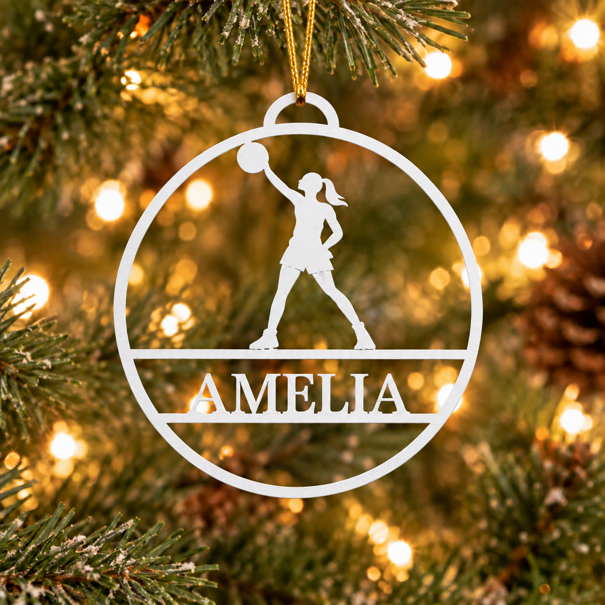 Personalized Girls Basketball Christmas Metal Ornament
