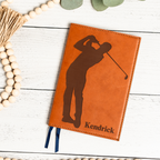 Personalized Leather Journal with Golfer Design, Custom Name Diary, Perfect Gift for Golf Lovers, Custom Name Journal With Golf Design
