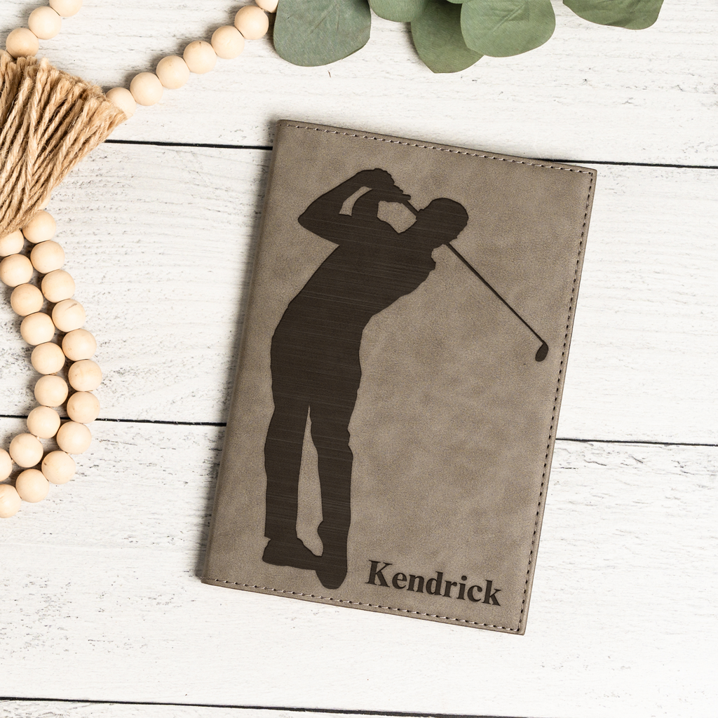 Personalized Leather Journal with Golfer Design, Custom Name Diary, Perfect Gift for Golf Lovers, Custom Name Journal With Golf Design