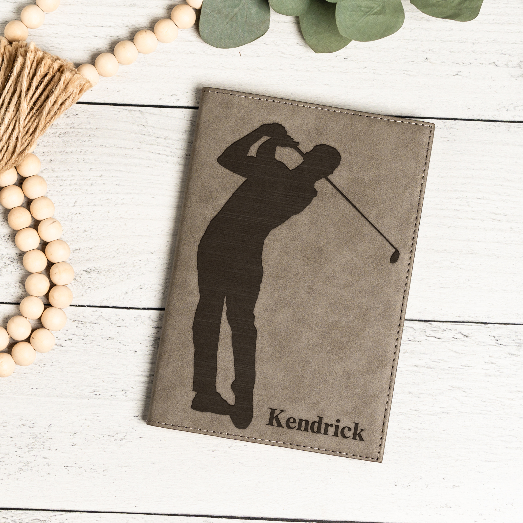 Personalized Leather Journal with Golfer Design, Custom Name Diary, Perfect Gift for Golf Lovers, Custom Name Journal With Golf Design