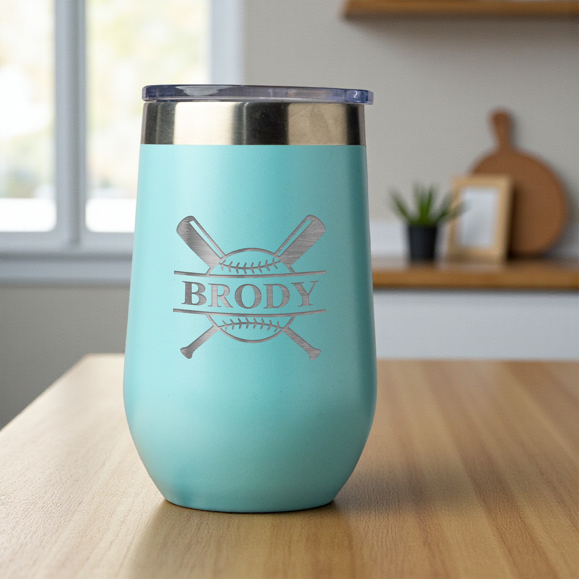 16oz Stainless Steel Baseball Monogram Wine Tumbler