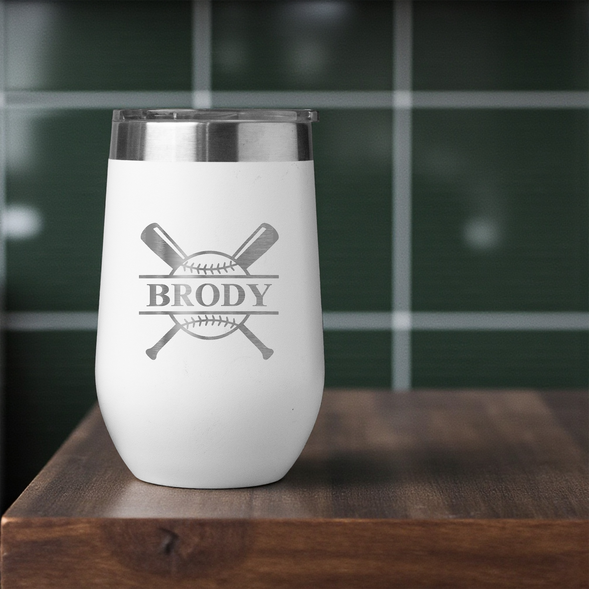 16oz Stainless Steel Baseball Monogram Wine Tumbler
