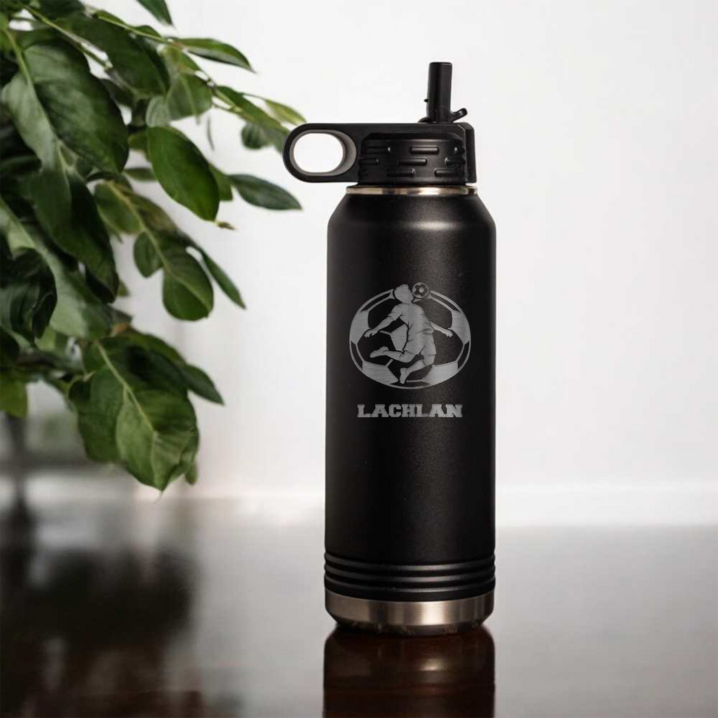 32 oz Personalized Soccer Player Insulated Water Bottle