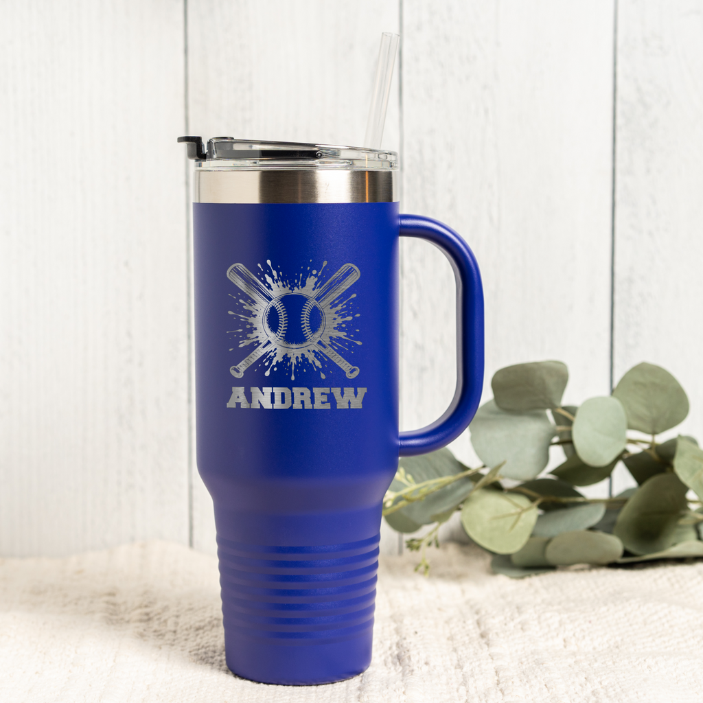 Personalized Baseball Tumbler 40oz, Custom Sports Gift, Insulated Drinkware