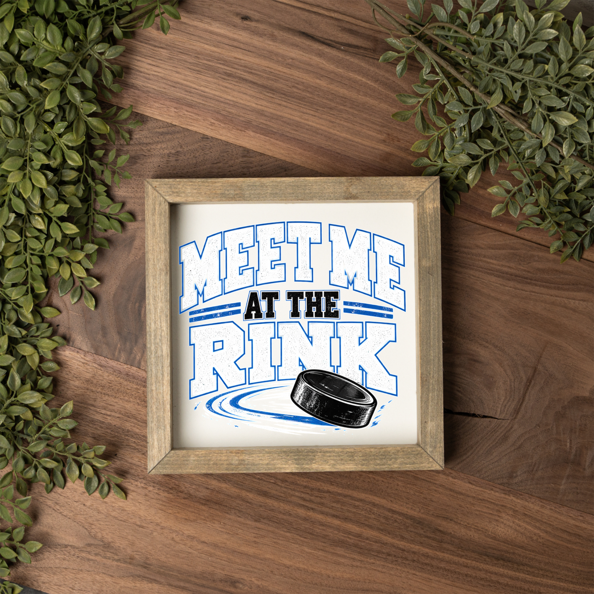 Meet Me at the Rink Sign, Hockey Wall Decor, Hockey Player Gift, Ice Hockey Room Decor, Hockey Mom Gift, Sports Bedroom Wall Art