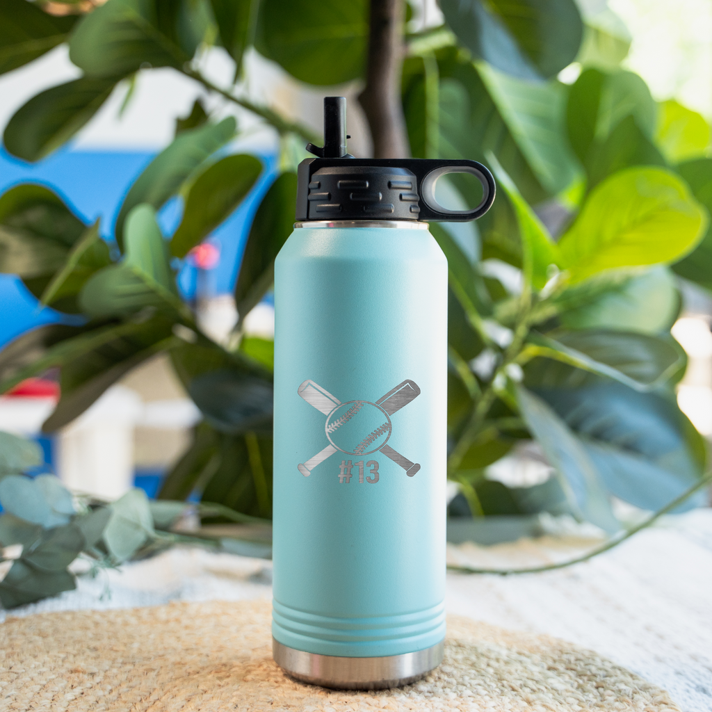 Personalized Baseball Water Bottle | Custom Baseball Player Tumbler | Sports Water Bottle with Jersey Number | Baseball Team Gift | Athlete 