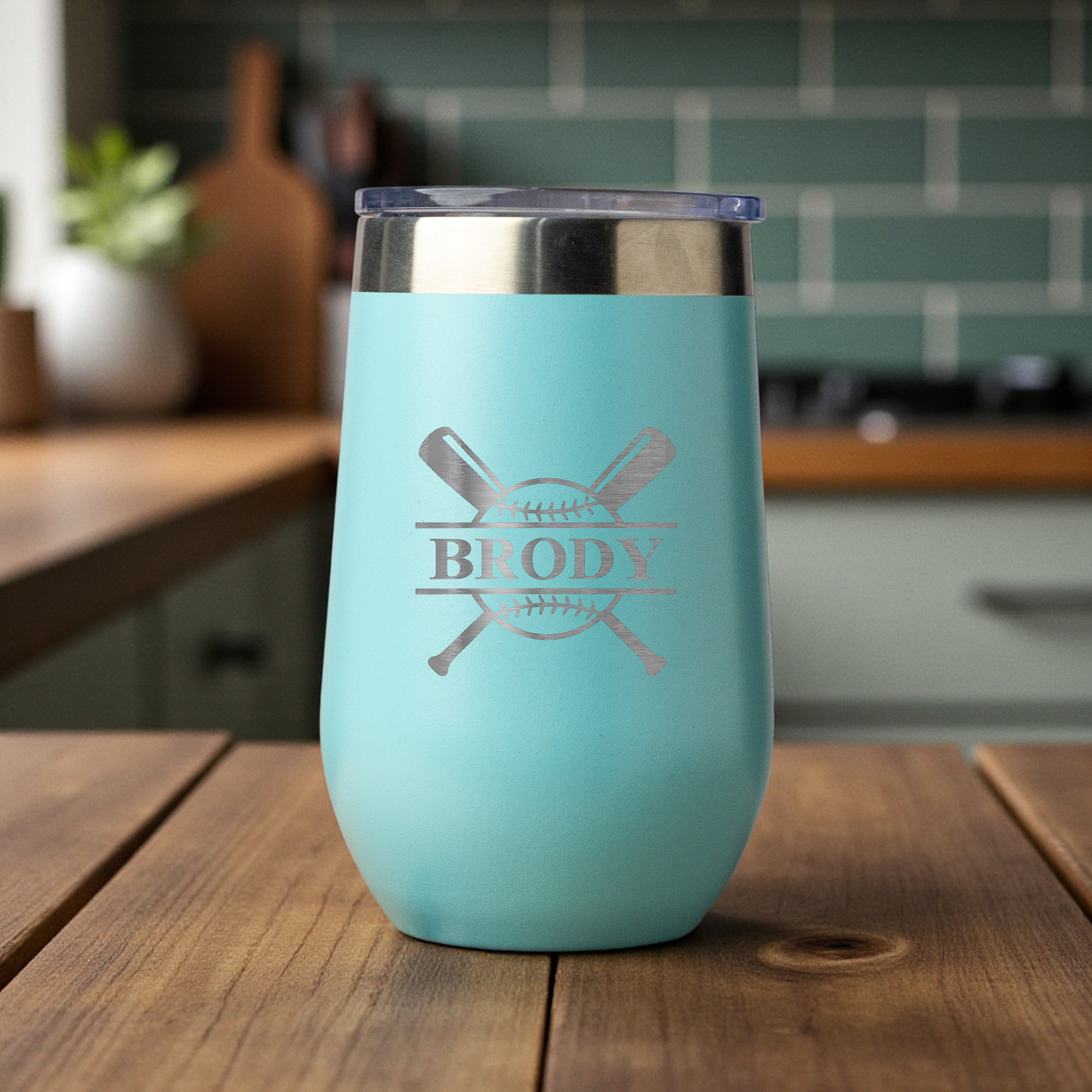 16oz Stainless Steel Baseball Monogram Wine Tumbler