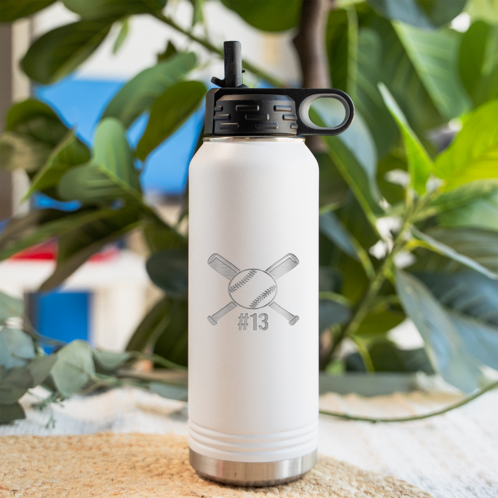 Personalized Baseball Water Bottle | Custom Baseball Player Tumbler | Sports Water Bottle with Jersey Number | Baseball Team Gift | Athlete 