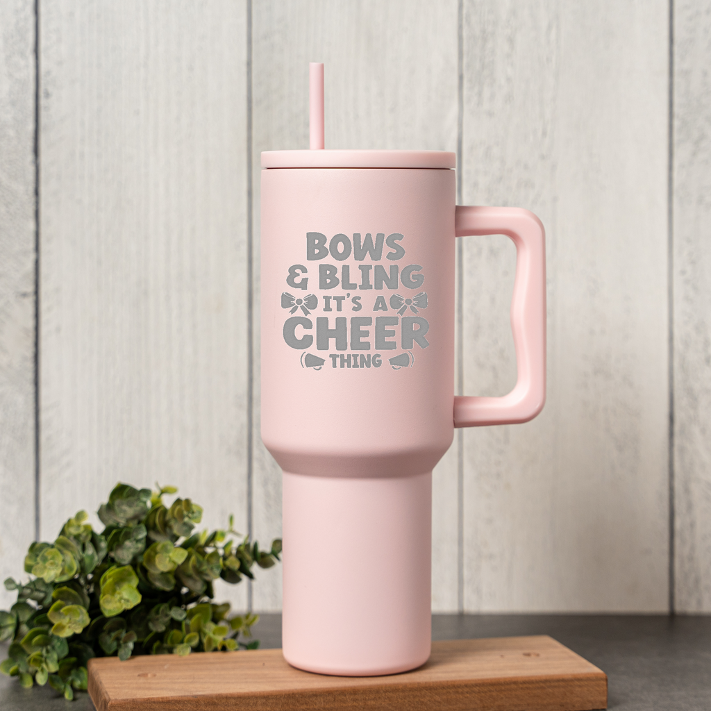 Bows & Bling It's a Cheer Thing 40oz Insulated Tumbler with Handle