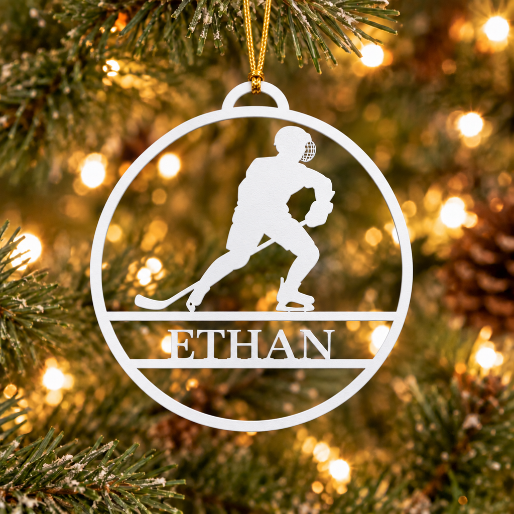Hockey Christmas Metal Ornament