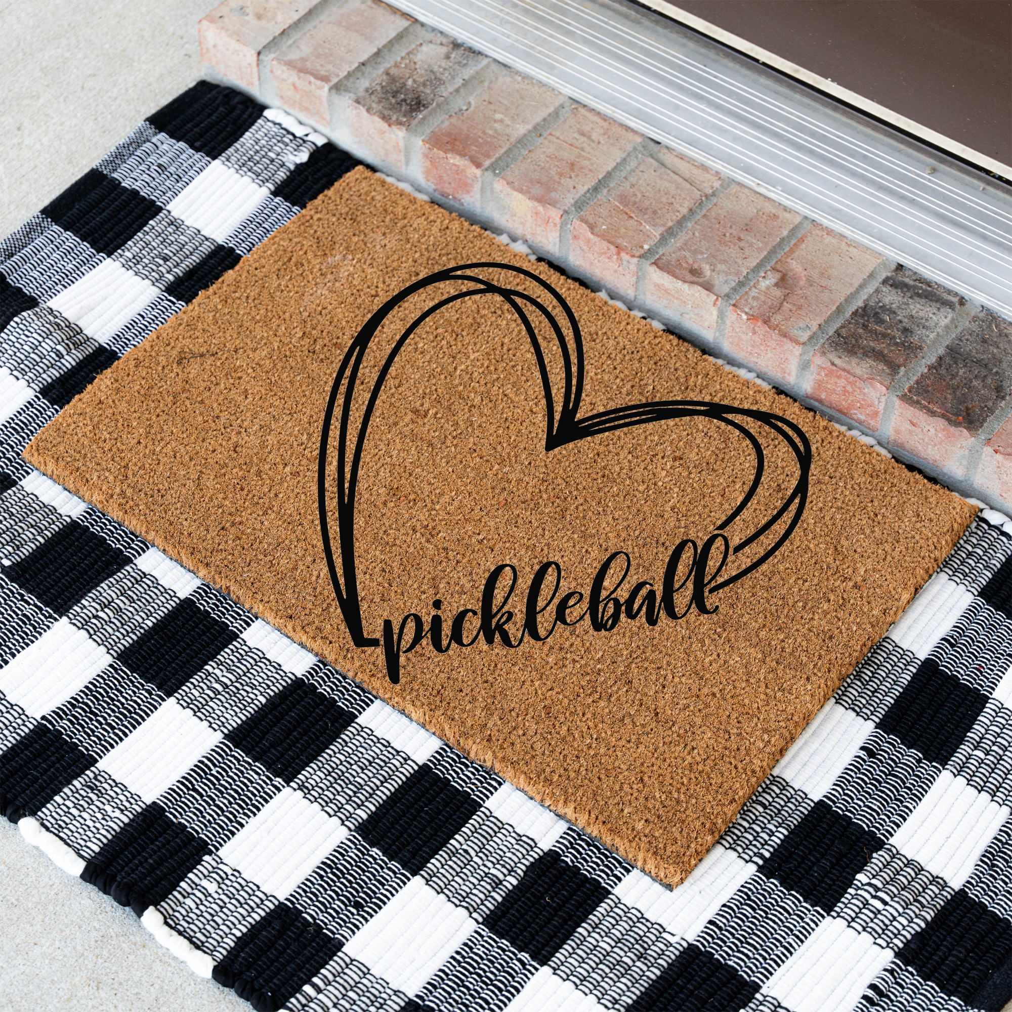 Pickleball Heart Coir Doormat