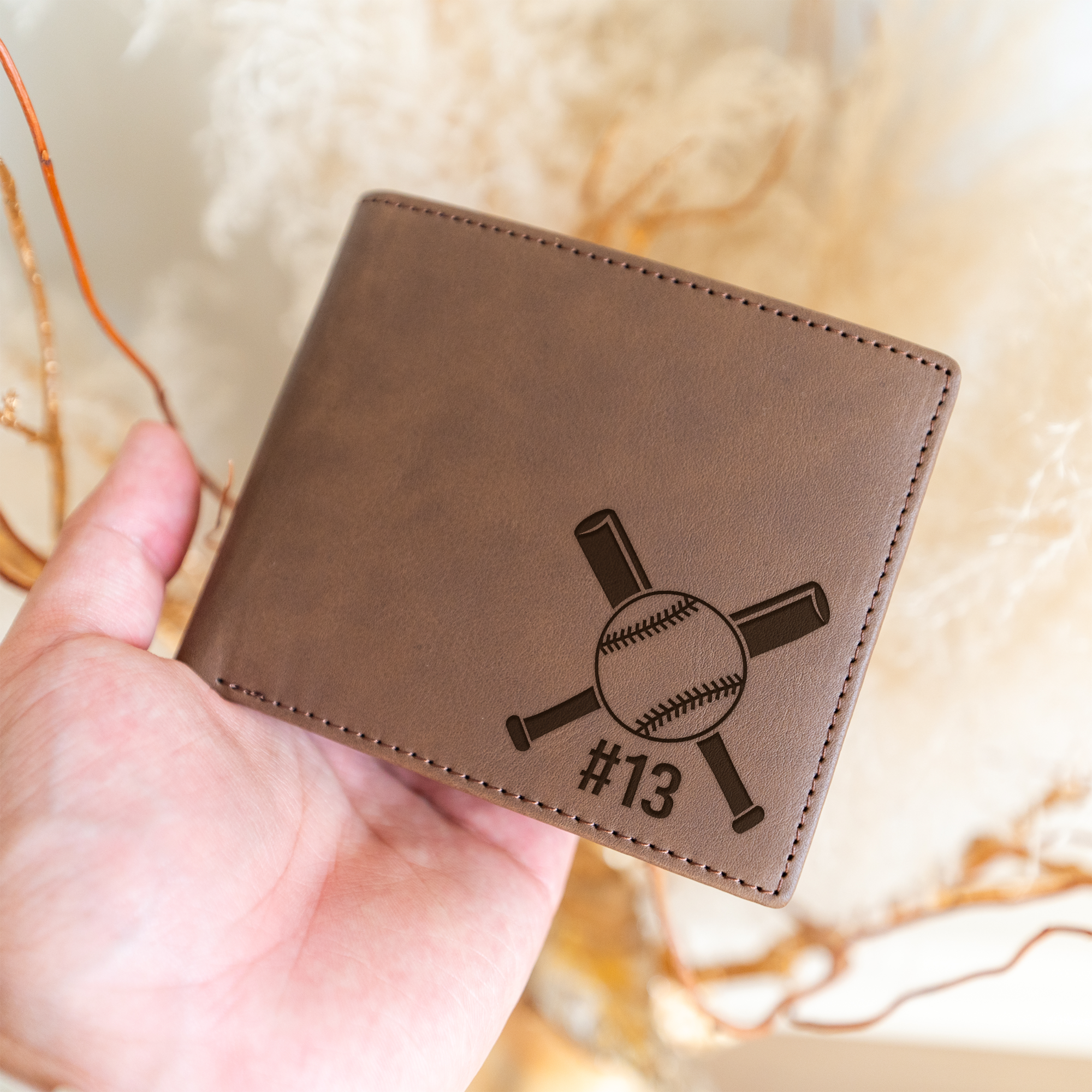 Personalized Baseball Wallet | Custom Baseball Player Gift | Engraved Leather Wallet | Baseball Dad Gift | Team Gift | Baseball Coach Gift
