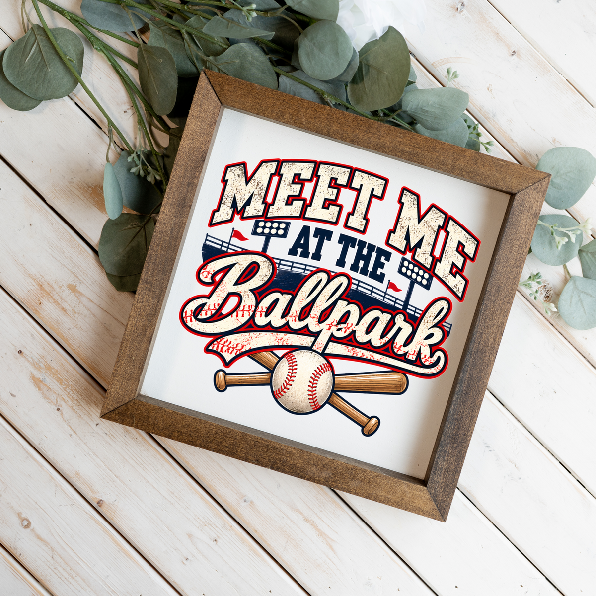 Meet Me at the Ballpark Framed Baseball Sign, Baseball Wall Art, Boys Sports Room Decor, Baseball Player Gift, Game Room Decor