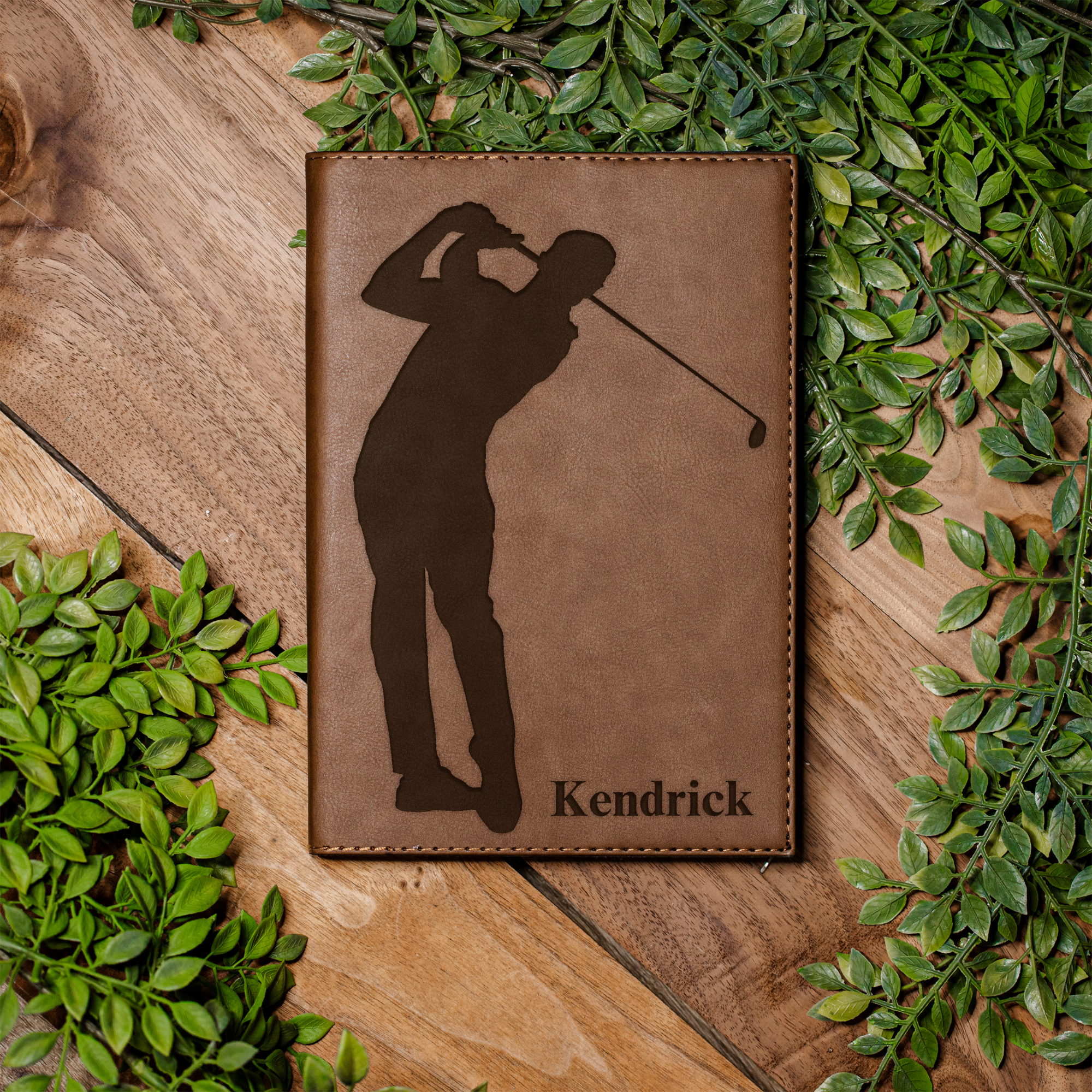 Personalized Leather Journal with Golfer Design, Custom Name Diary, Perfect Gift for Golf Lovers, Custom Name Journal With Golf Design