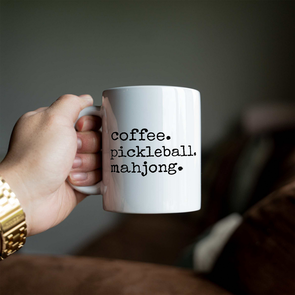 Coffee Pickleball Mahjong Mug, Pickleball Lover Gift, Mahjong Coffee Cup, Funny Hobby Mug, Pickleball and Mahj Gift, Game Day Coffee Mug