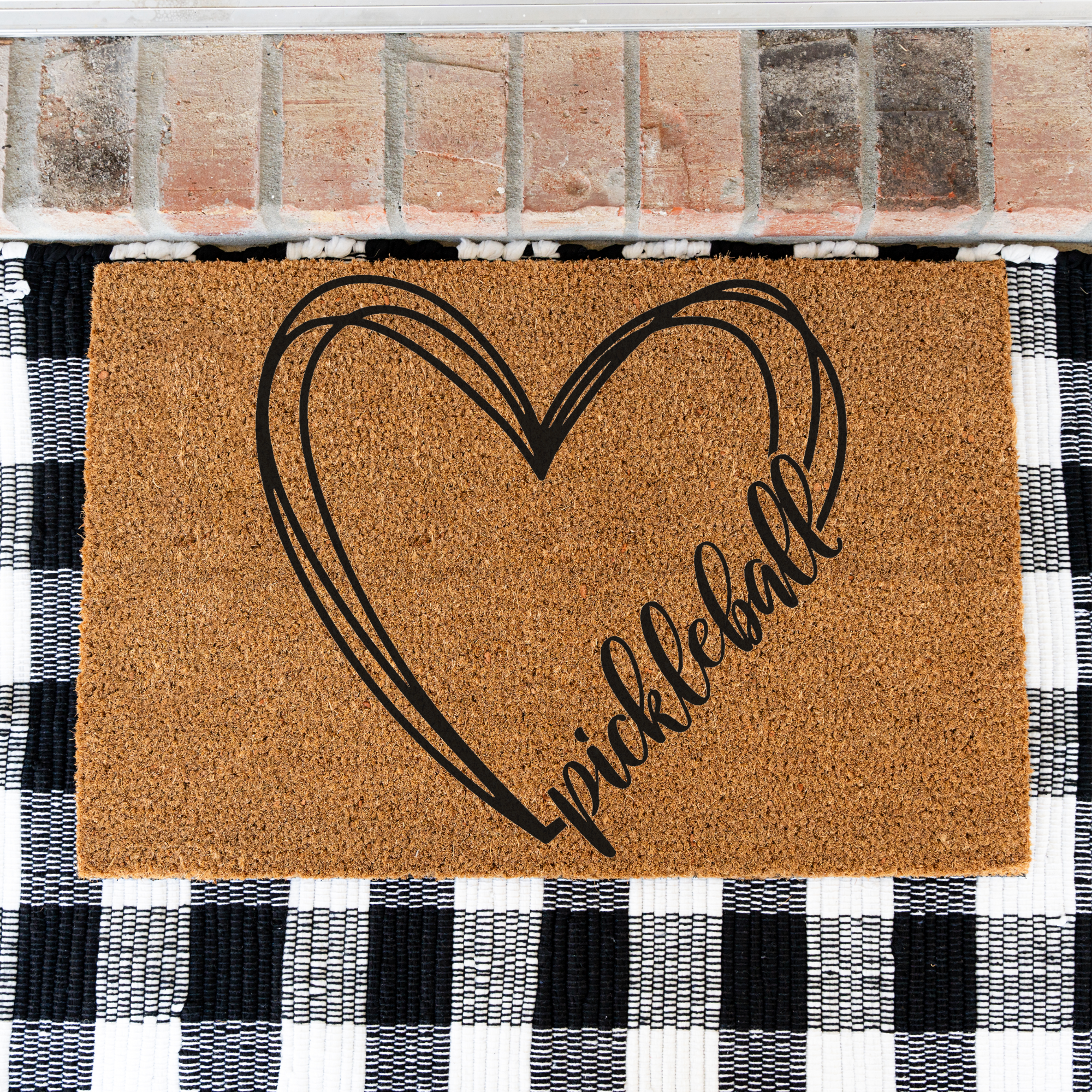 Pickleball Heart Coir Doormat