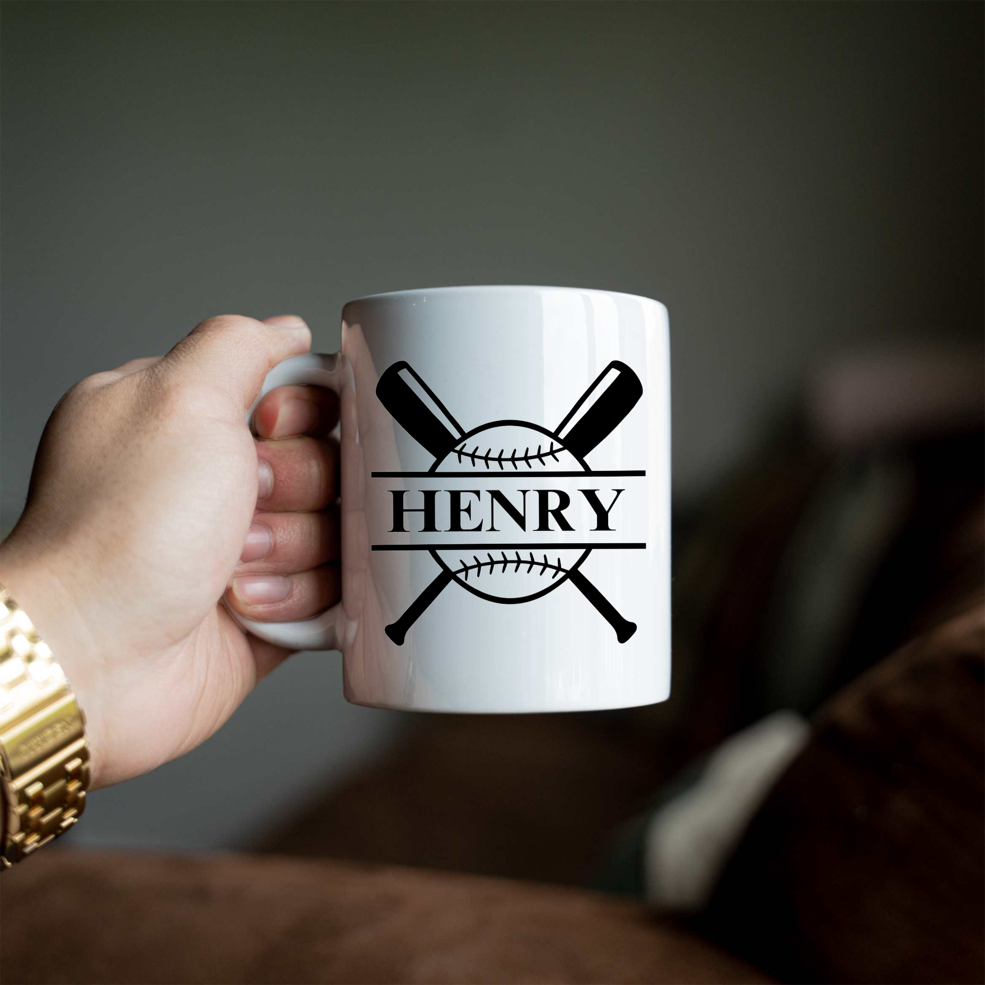 Monogram Baseball Coffee Mug
