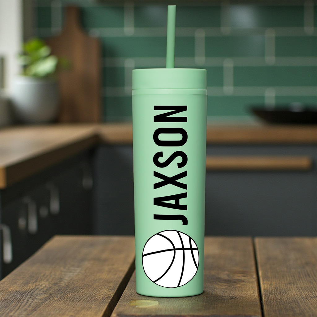 Personalized Basketball Tumbler, Custom Player Name Cup, Basketball Player Gift, Sports Water Bottle, Team Gift for Athlete